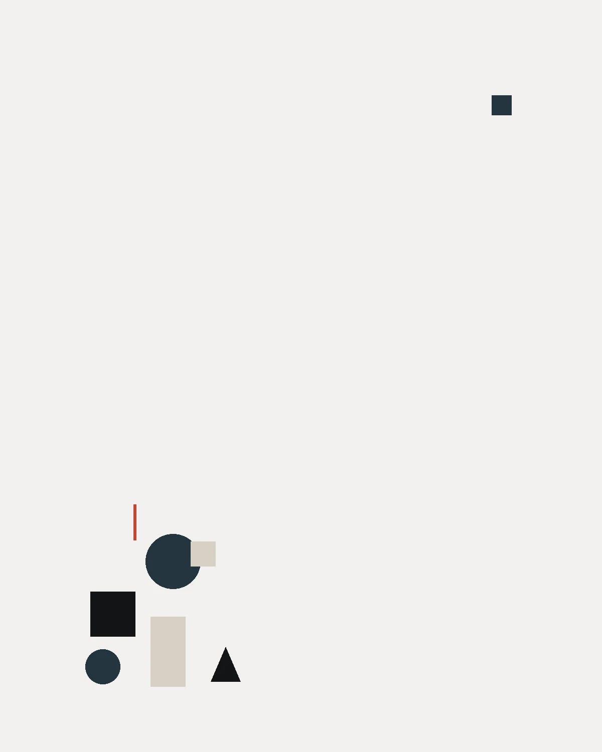 An abstract composition of sparse geometric forms and carefully weighted empty space, expressing pause, interval, tension, and intentional quiet.